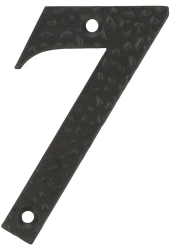 Amig - Número para Casas o Portales - Nº 7-100 x 65 mm - Para Paredes o Muros Exteriores de Viviendas - De Acero Acabado en Negro Epoxi - Estilo Forja - Incluye Tacos y Tirafondos