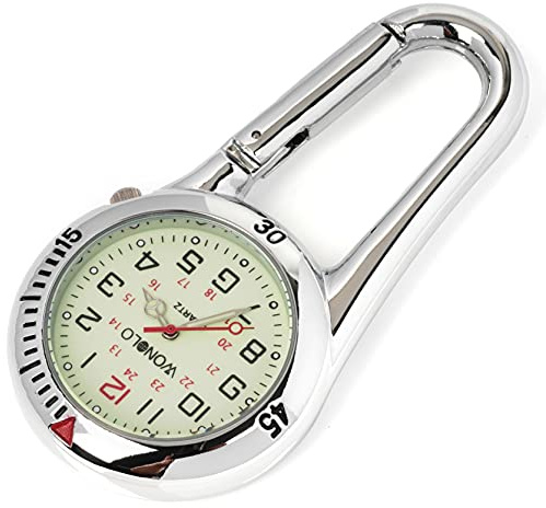 WONOLO Clip on Carabiner Luminous Face FOB Watch Digital for Doctors Nurses Paramedics Chefs Sport Unisex Men Women