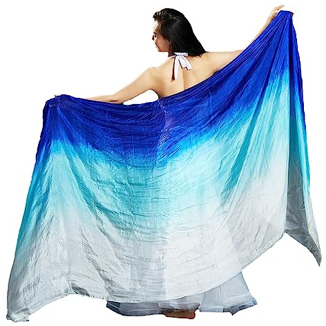 Leemiman Velos de seda para danza del vientre para mujer, 2,5 m de largo, velo teñido a mano, Talla única
