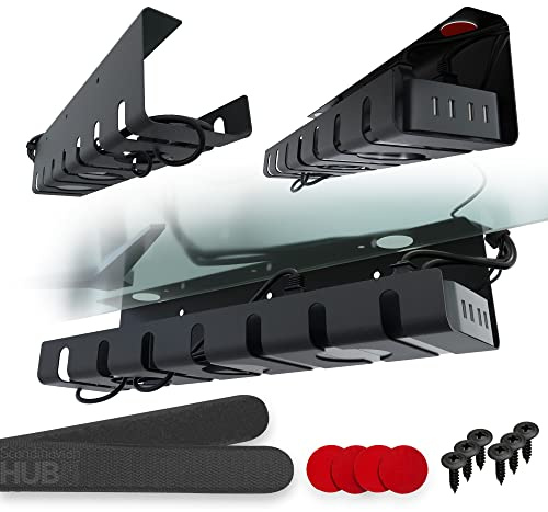 Scanfield Organizador Cables Escritorio Set 2, Bandeja Organizador Escritorio, Bandeja Cables para Escritorios Robusto y Espacioso, Evita Sobre Calentamiento, Estante Modular para Ordenar Cables