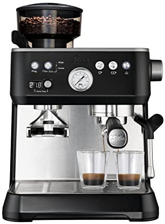 Solis Grind & Infuse Perfetta 1019 Siebträgermaschine - Kaffeemaschine mit Mahlwerk - Integrierte Zero Static Kaffeemühle - Espressomaschine mit Dampf- und Heißwasserfunktion - Schwarz