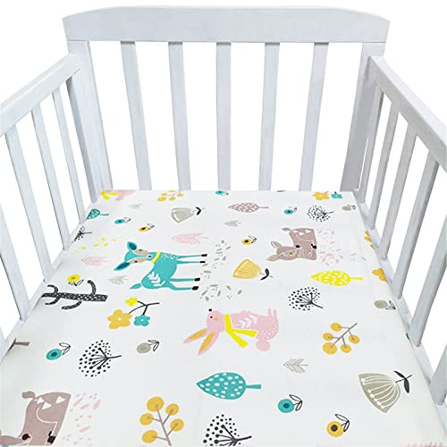 Hiseng Animale Stella Lenzuolo con angoli Cotone Lenzuola Carrozzina Neonato Elasticizzati Biancheria da Letto Materassino Sacco a Pelo Lettino Lenzuolino da Carrozzina (Alce,125x65cm)