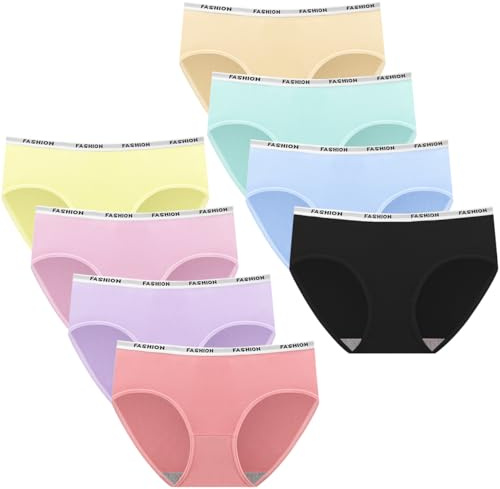 Sunvivid 8 Pezzi Bambini Ragazze Mutandine Intimo Mutande Bimbina Morbido Elasticizzato Slip Biancheria Intima per Ragazze Pantys 8-18 Anni