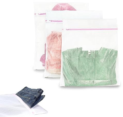 3 Stück wäschenetz wäschebeutel für waschmaschine, wäschesack reise wäschesack Waschnetztasche Mit Reißverschluss Geeignet für Mäntel, Pullover, Hemden, Socken, Jeans (30x40cm)