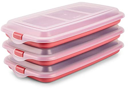 Porta Embutidos y Alimentos Sistema Deli, Conservación Optima de Lonchas en Nevera, Medidas 24.8 x 14.4 x 3.3 cm (3X Rojo)