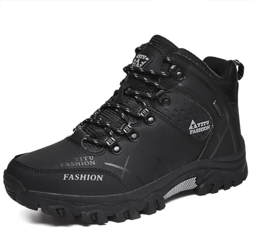 Littleplum Herren Wanderstiefel Leichte Wanderschuhe Atmungsaktiv Stiefeletten High Top Sportschuhe Outdoor Rutschfeste Trekkingschuhe, 18 Schwarz, 39 EU
