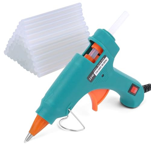 VFANDV Pistola de Pegamento Caliente, 60pcs 7mm*100mm Barras & Mini Pistola de Pegamento 20W, Pistola de Silicona para Manualidades DIY, Arte, Reparaciones