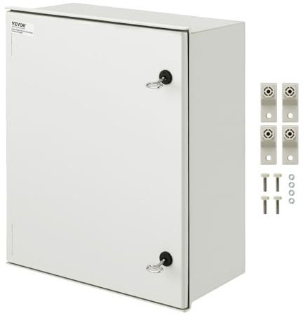 VEVOR Caja NEMA 50 x 40 x 20 cm Caja eléctrica de acero de fibra de vidrio Caja de conexiones con bisagras IP66 impermeable y a prueba de polvo para uso en interiores y exteriores con placa de montaje