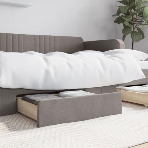 LAPOOH Sänglådor 2 st. Taupe trämaterial och tyg, sänglåda, undersängbyrå, förvaringslåda, förvaring under säng, förvaringsväska för täcken – 833913