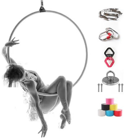 ROGHA Aerial Hoop Set, Hängende Aerial Yoga Ring Ausrüstung, Zirkus Hoop, Edelstahl Hoop Kit, Für Yoga Fitness & Gewichtsabnahme,90cm-2.5cm