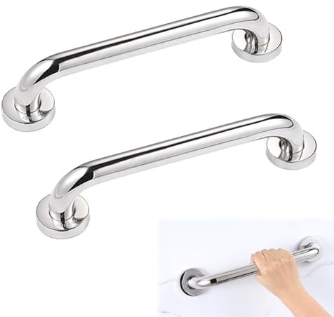 Lot de 2 Barre D'Appui WC, Maintien Poignée Douche, 30cm Barre D'Appui Salle de Bain Coudée, Baignoire Main Courante Inoxydable pour toilettes, Rampe d'escalier Âgées/Handicapées/Enfants