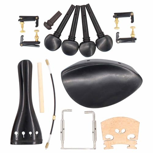 ApplianPar Set of 4/4 Wood Violin Parts Fine Tuners Tailpiece Tuning Pegs Chin Rest Chinrest Clamp Endpin Bridge