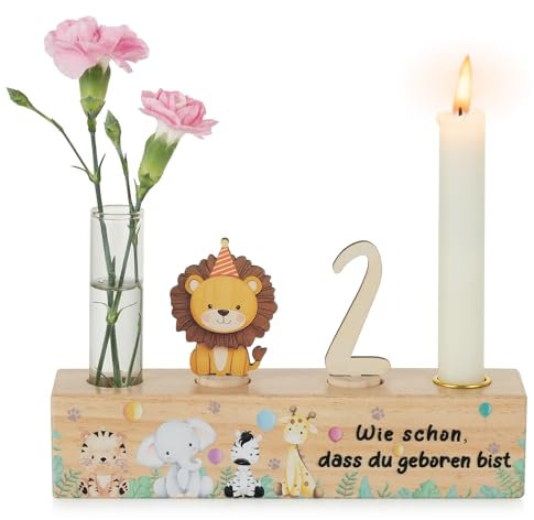 Romadedi Geburtstag Geschenk für 1. Junge Mädchen - Geburtstagszug Holz Geburtstagsring Geburtstagsteller Geburtstagskranz Geburtstagskerze Kinder Party Deko