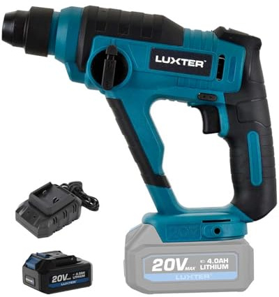 LUXTER 20V Cordless SDS Heavy Duty Safety Clutch Rotary Hammer Dril Multifunctional Hammer Drill Driver for Concrete, Steel, Wood 1pcs 4.0Ah Battery & 1pcs Charger