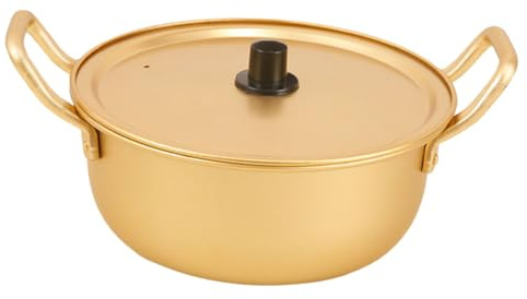 iplusmile Pot à Soupe Aluminium avec Couvercle Casserole à Nouilles à Double Poignées pour Cuisine et Camping Ustensile de Cuisine Pratique pour Ramen Coréen