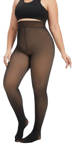 ZAKASA Collant Polaire Thermique Femme: Collants Chaud Effet Transparent Legging Hiver Haute et Doublés 220G Taille XL-XXL Noir Lot de 1