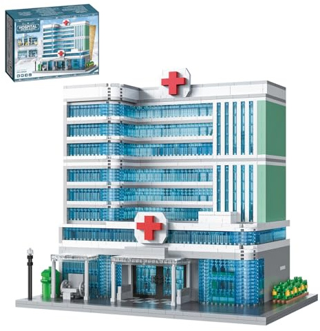 LQPFBSM Architecture City Hospital Micro Mini Building Blocks Sets 3000PCS | Modular Three-Story Architecture Building Kits Modern Building Model Gift for Adults Teens Friends