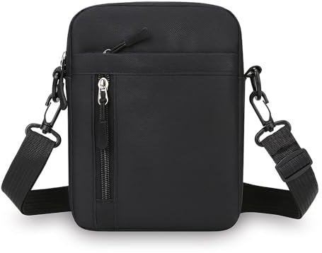 Wihozte Waterproof Nylon Crossbody Shoulder Bag, Men's Large Capacity Messenger Bag with Adjustable Strap, Lightweight Chest Sling Bags for Travel and Daily Use (Black)