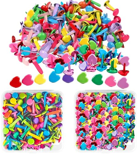 Clips para bolsas de patrones, 100 clips de papel con forma de corazón y 100 clips de cabeza redonda, clips de metal para manualidades, manualidades (color 1)