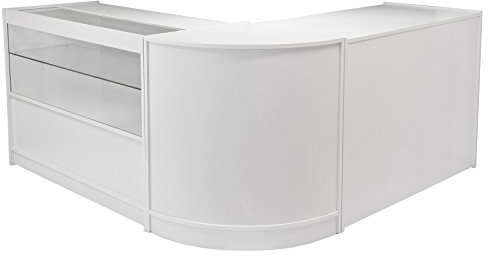 MonsterShop A1200 C1200 CM60 Draco Ladeneinrichtung Empfangstheke Austellungsvitrine Rezeption Ladentheke Ladentresen Verkaufstisch Verkaufstheke Kassentisch Empfangstresen Theke in Brilliant-Weiß