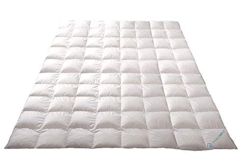 VitaloBett Sommer Daunendecke 200x200 Sommer Bettdecke 450g weiße 100% Daunen, Wärmeklasse 1 extra leicht