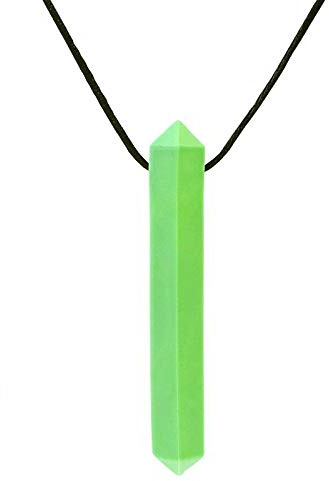 ARK Collana da masticare in diversi spessori con guinzaglio regolabile con guida pratica Logostar – Collana Sensory Block, masticare, dentizione, cristallo autismo liscio verde
