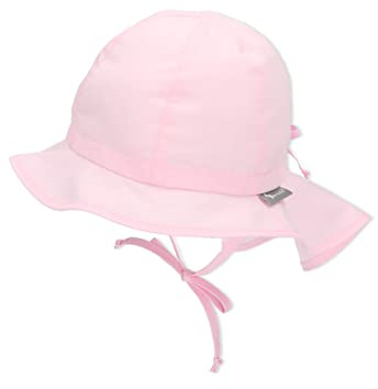 Sterntaler Sonnenhut - Mädchen Sommerhut - UV-Schutz 50+ Mütze mit breiter Krempe und Größenregulierung - Nackenschutz - Bindebänder - Baby Kinder Kopfbedeckung aus Popeline (Bio) - puderrosa,Größe 45