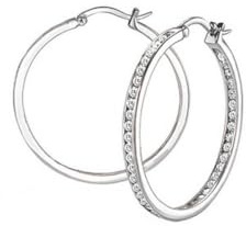 s.Oliver Creolen 925 Sterling Silber Damen Ohrschmuck, mit Zirkonia synth., 3,3 cm, Silber, Kommt in Schmuck Geschenk Box, 2026067