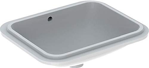 Geberit VariForm Lavabo sottopiano Rettangolare, 450x350mm, Senza Foro per Rubinetto, con troppopieno, colorazione: Bianco - 500.761.01.2
