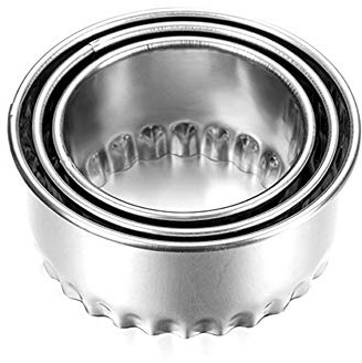 3 moldes de acero inoxidable para cocina, galletas, rosquillas, magdalenas, sándwiches, pan y corteza ondulada.