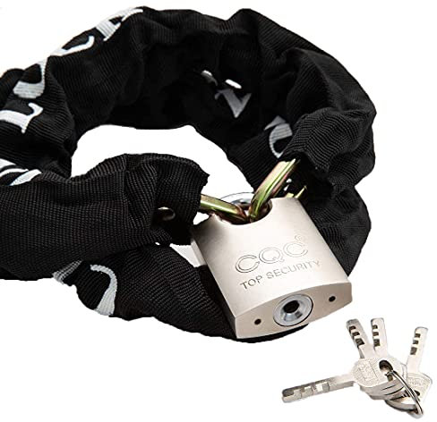 Heavy Duty Motorbike Cycle Chain Lock Padlock for Motorcycle Bike Bicycle Door Gate Fence Safety & Security Accessories (Steel Dia.8mm Chain Length 0.9M)