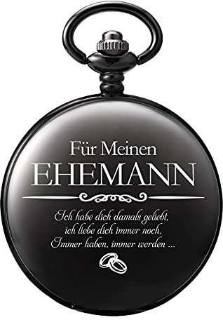 TREEWETO Taschenuhr für Ehemann, Taschenuhren mit Kette für Herren, Geschenk zum Jahrestag, Geschenk für Familie