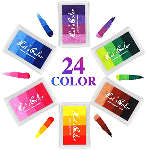 moinkerin Stempelkissen Set Fingerabdruck Stempelkissen für Kartenherstellung, Stempel, Papier, Stoff, Waschbar (24 Farben (Gradient))