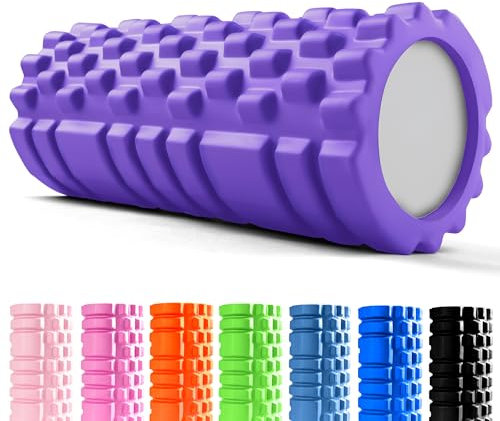 unycos - Foam Roller【Carico 130 kg】Rullo Massaggio Muscolare per Gambe, Schiena, Braccia, Trigger Point, Automassaggio, Yoga, Pilates, Physio, Fitness | Ultraleggero in EVA Dura 33x14 cm (Viola)