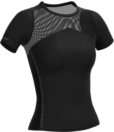 PRS Débardeur Femme Sport Technique Running, Fitness, Yoga – Tee Shirt Femme Sport Respirant – T-shirt Crop Top Léger, Sans Coutures (Maglia Mm Nera, S-M)
