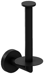 COSMIC Start Portarrollos de Papel Higiénico Vertical para el Baño de Diseño Circular y Contemporáneo. Soporte Colgador de Papel para WC Fabricado en Metal. Accesorio para Aseo de Color Negro Mate