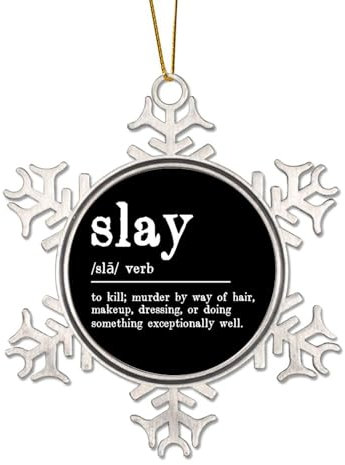 Zinn Weihnachtsdekorationen Slay Definition Wörterbuch Wort Bedeutung Zitat Metall Schneeflocke Weihnachten Ornament für Weihnachtsbaum Anhänger Kugel Winter Neujahr Urlaub Souvenir Neuheit Geschenk