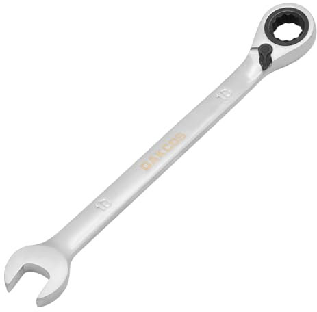 DAKCOS Kombi-Ratschenschlüssel 10mm - Umschaltbar - Metrischer Ratschenringmaulschlüssel aus CR-V mit mattierter Chromoberfläche