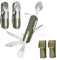 2 Stück Campingbesteck Klappbar Set, 9 in 1 Bundeswehr Besteck Set mit Lampe,Abnehmbarer Edelstahl Klappbesteck Set mit Oxford Tasche, Camping BesteckSet für Camping, Wandern, Picknick und Reisen