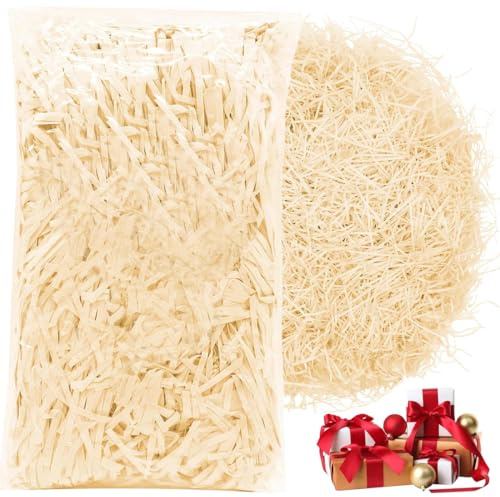 200g Rafia Papier Déchiqueté, Panier Cadeau de Remplissage Remplir des Fournitures de Fête et Emballage Cadeau, Raffia Remplissage Papier de soie déchiqueté