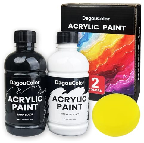 DagouColor Akrylfärger Uppsättning - 2 Färger * 250ml Konsthantverk Färgflaskor, 1 Svampar, Premium Konst Leveranser Gåvor Till Konstnärer Nybörjare