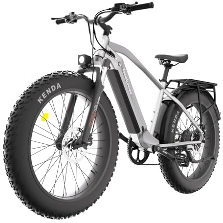 Bodywel Bicicleta EléCtrica Plegable E Bike, NeumáTicos Gruesos De 26 * 4,0, BateríA De 48v Y 13.5ah, Motor De 250w Y 25km/H, E-Bike De 7 Velocidades para Urbanos Todoterreno(Blanco)
