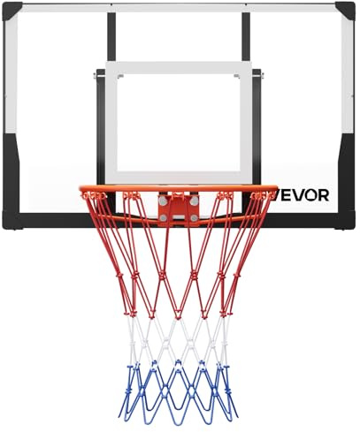 VEVOR Canestro Basket Esterno Interno con Tabellone in PC da 1117,6 mm e Tabellone con Spessore di 2 mm, Rete in Nylon Intrecciato Spesso, Canestro da Basket Peso di 10 kg Professionale e Divertente
