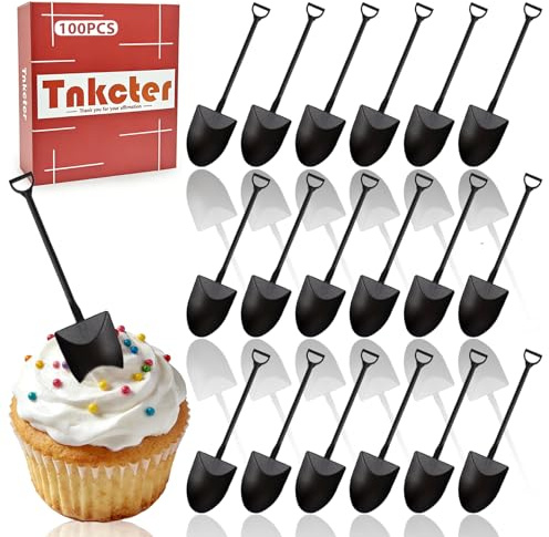 Tnkcter 100 Pcs Mini Shovel Spoons for Desserts, Puddings, Yogurt with A Durable One-Piece Design, Perfect for Various Themed Holiday Events and Parties