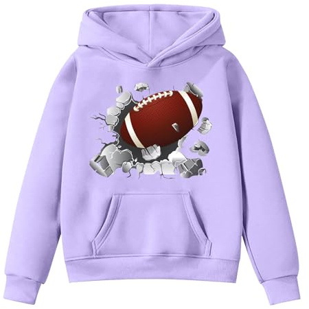 Genérico Sudadera con Capucha para Niñas Pequeñas Fanáticas del Fútbol Americano Diseño Deportivo de Jugador Chaqueta de Rugby para Niños y Adolescentes (Purple, 5-6 Years)
