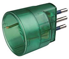 Poly Pool PP0433.8S PP0433.8 Adattatore con Spina Piccola e Presa Tedesca con Terra Laterale, Verde Trasparente, 1 PEZZO