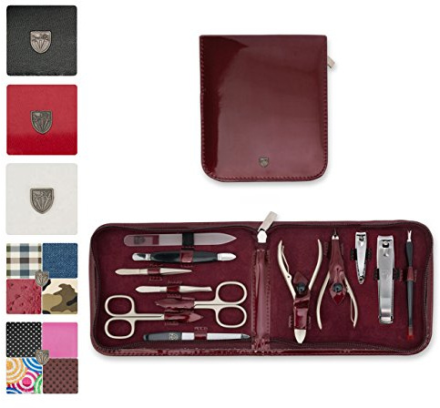 3 Swords Germany - brand quality 12 piece manicure pedicure grooming kit set for professional finger & toe nail care scissors clipper fashion leather case in gift box, Made by 3 Swords (0903)