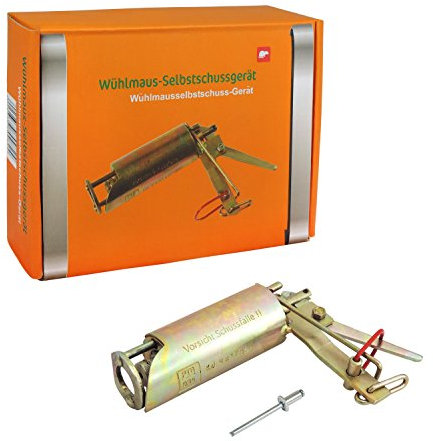 Wühlmaus Schussfalle – GRATIS nur bei uns : Mit Kartuschenausdrücker (Entladehilfe) – Neueste und verbesserte Version – Tierschutzgerechte Bekämpfung - Aus verzinktem Stahl – Wühlmausselbstschussgerät