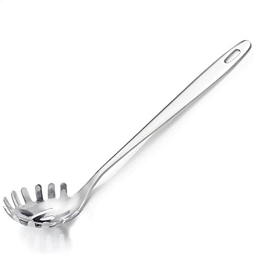 Kerafactum Pastaheber Nudellöffel Nudelheber Nudel Löffel Spaghettilöffel | Spagetti Kelle für Nudeln Spaghetti Makkaroni Tagiatelle hochglänzend | Nudelkelle Pasta Heber aus Edelstahl 30 cm