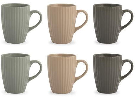 H&H Countryside Set 6 Mug, Stoneware, Colori Assortiti, cc295